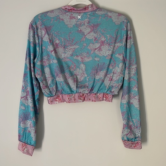 LoveShackFancy x Hurley Under The Sea Cropped Mesh Bomber Jacket Cover Up - Picture 12 of 16